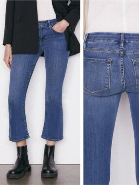 FRAME Denim Le Crop Mini Boot Size 29 Poe Blue